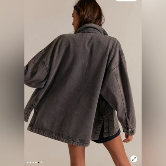 Free People Washed Black Jean Jacket - Picture 4 of 5
